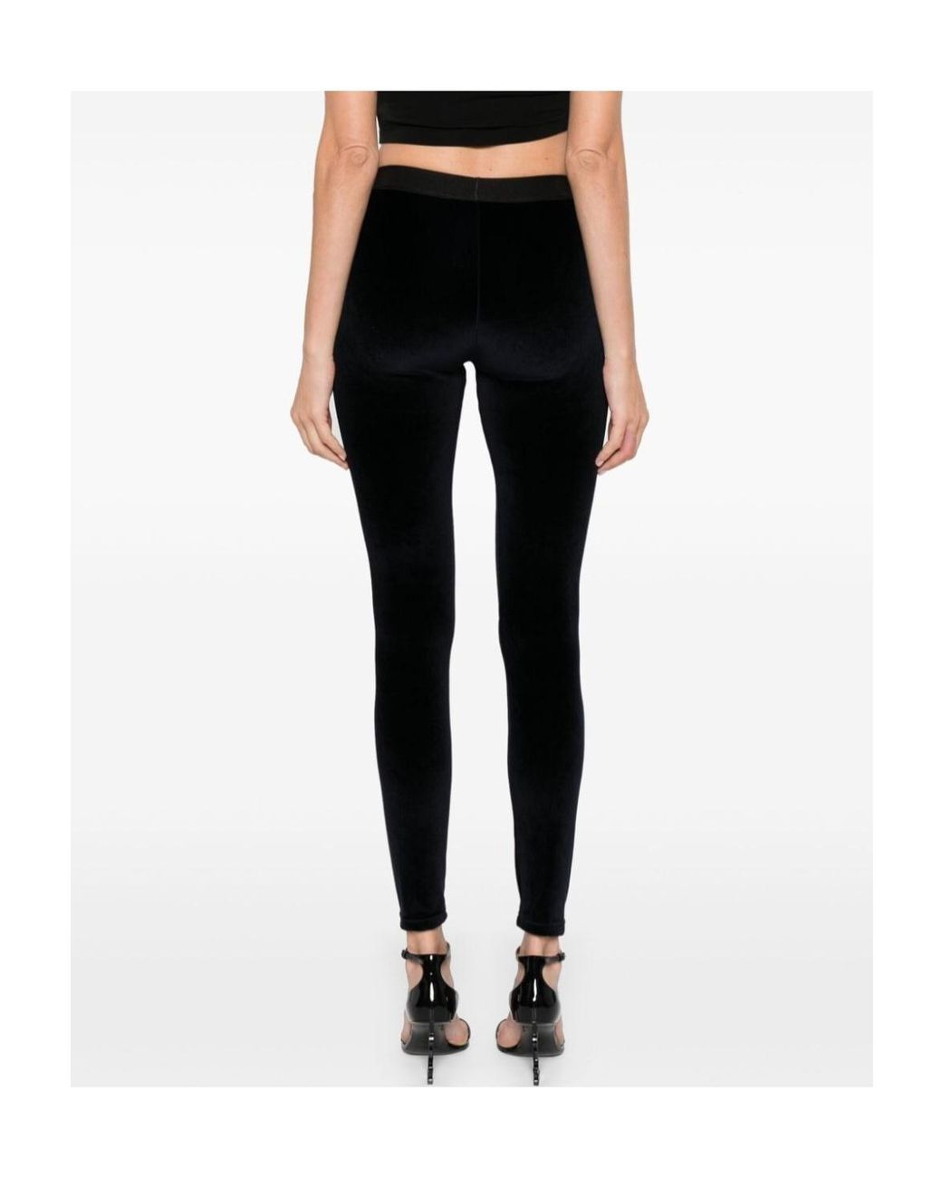 Tom Ford Black Stretch Lustrous Velour Signature Leggings