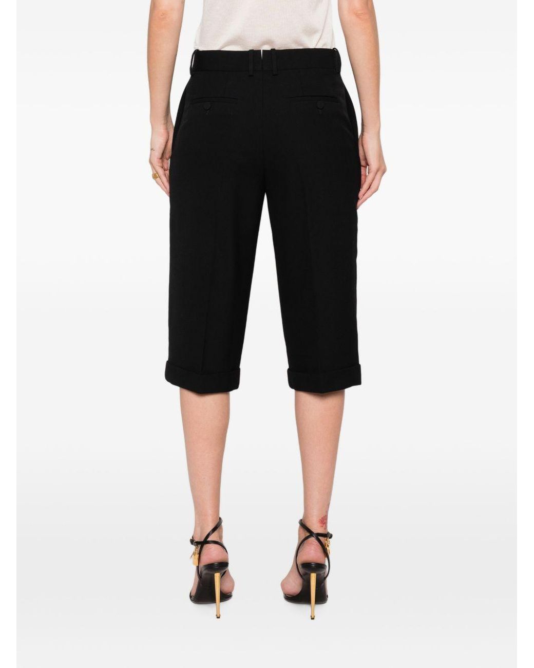 Tom Ford Black Cuffed Cropped Pants