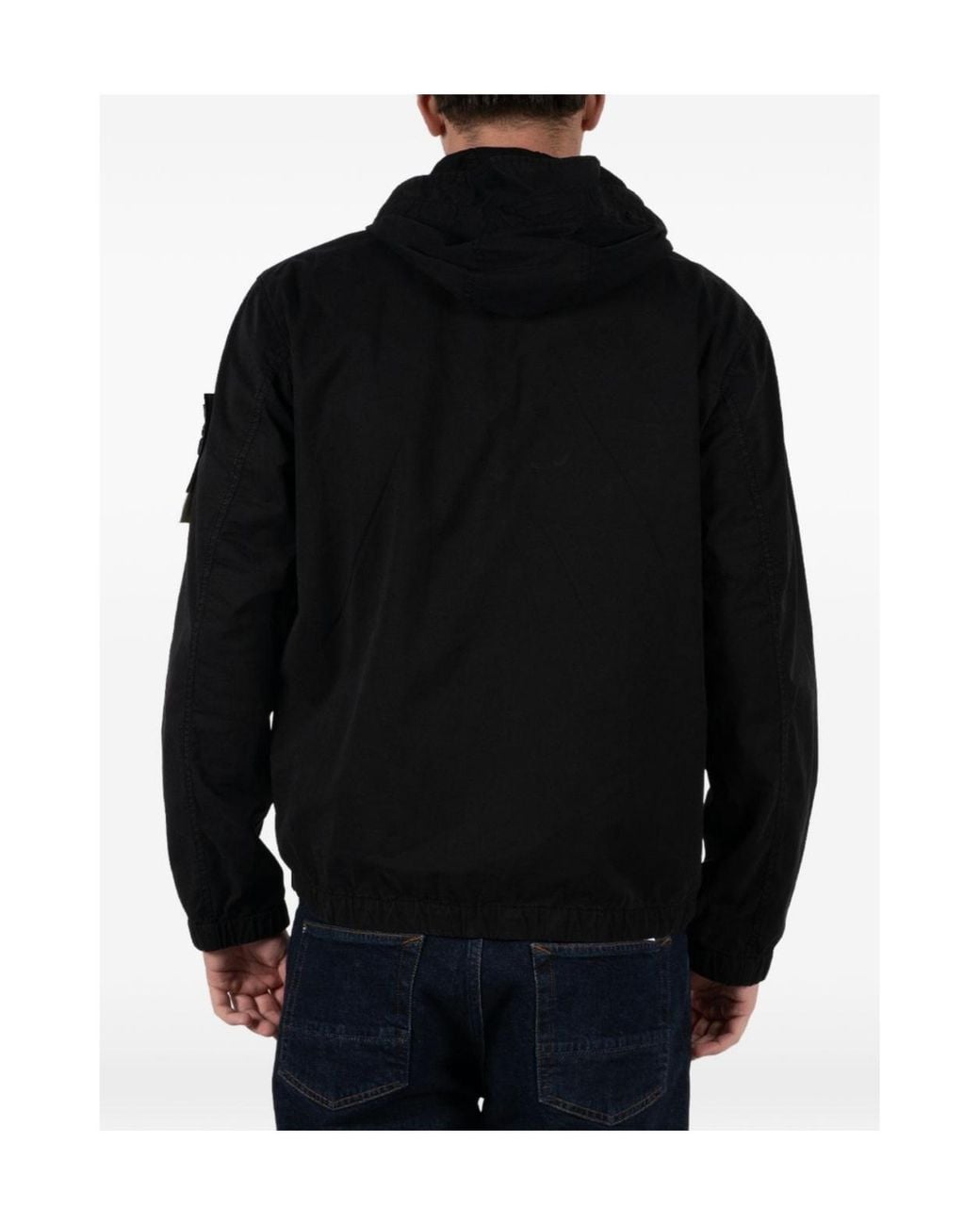 Stone Island Black Zip-Up Hooded Jacket for men