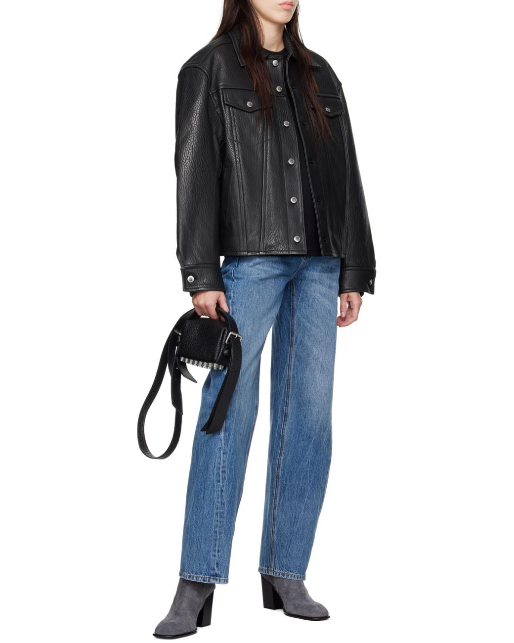 Alexander Wang Blue Blade Logo-Embroidered Balloon Jeans