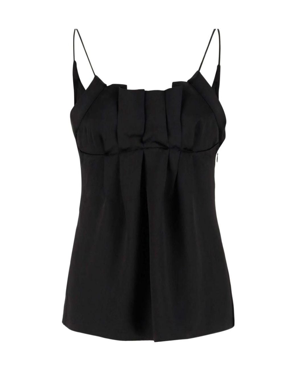 Jil Sander Black Pleated Vest Top