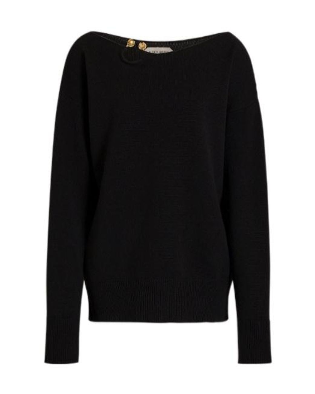 Alberta Ferretti Black Button-Embellished Boat-Neck Sweater