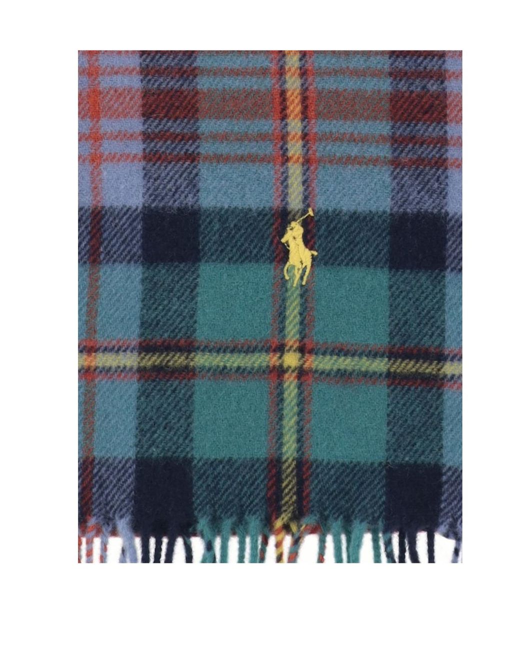 Polo Ralph Lauren Blue Checked Fringe Scarf for men