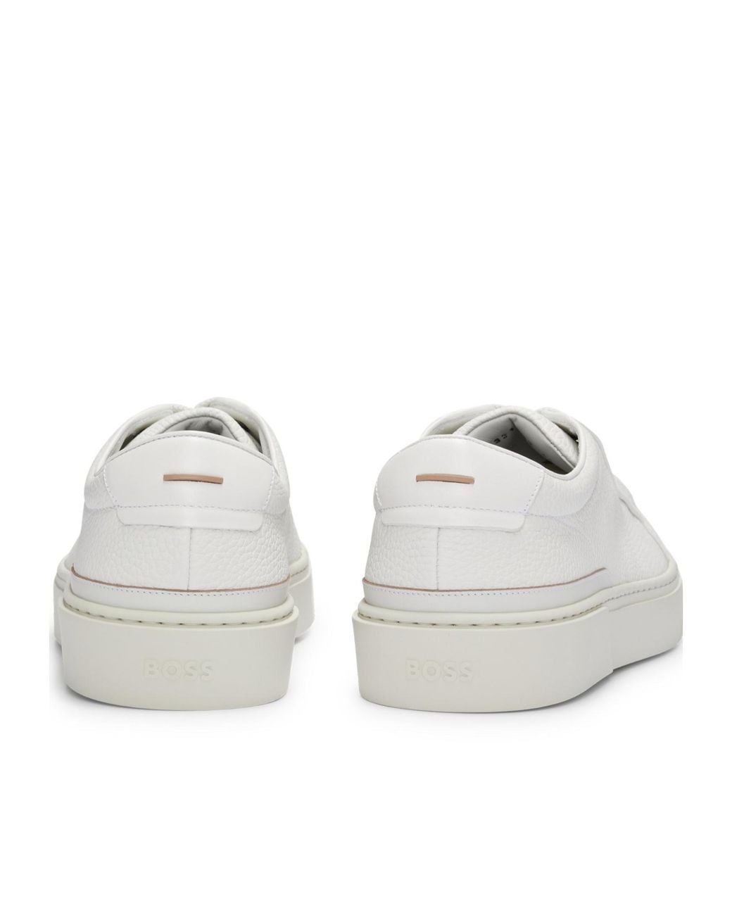 Boss White Lace-Up Low-Top Sneakers for men