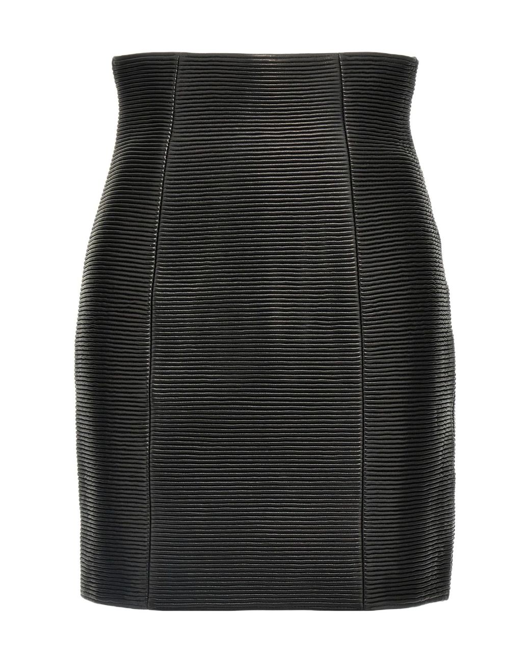 Balmain Black Hw Rolled High-Waist Mini Skirt