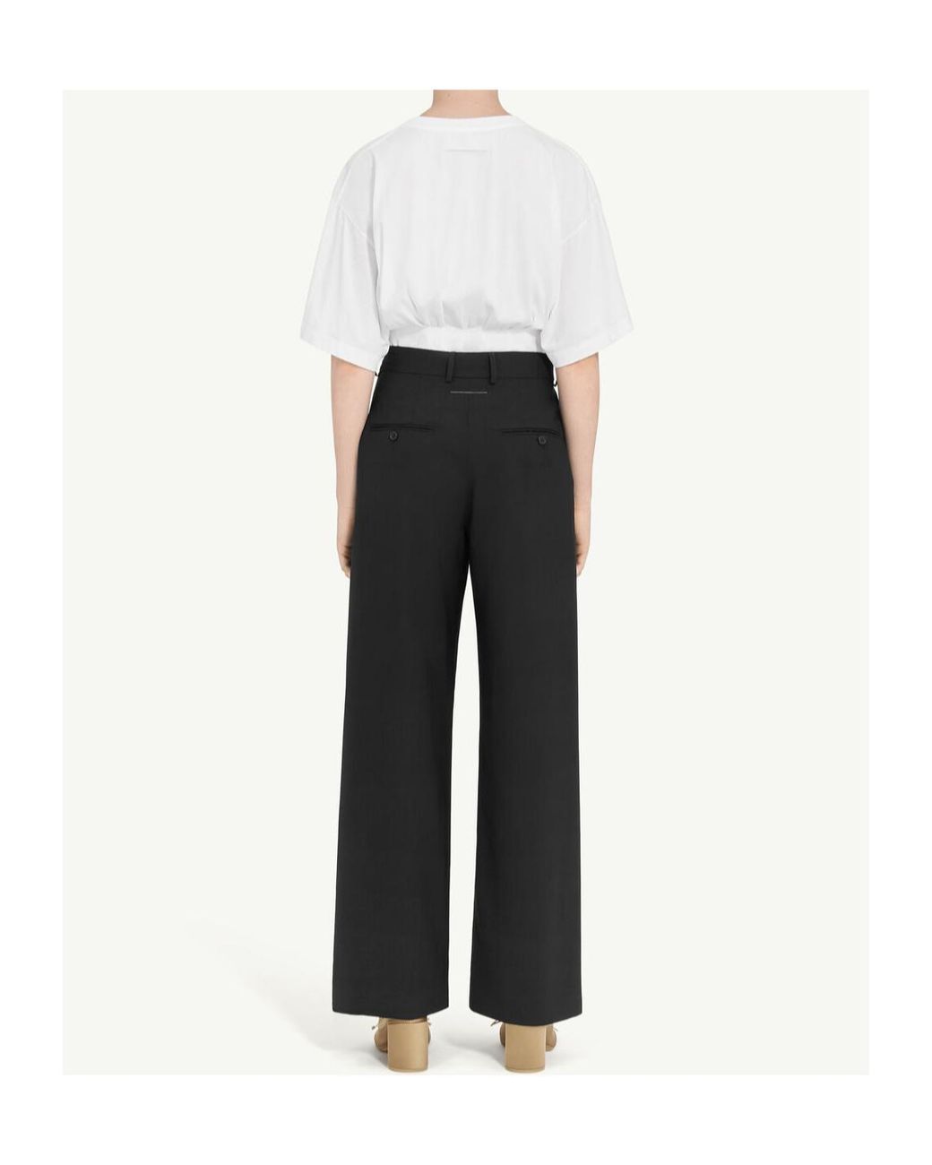 MM6 by Maison Margiela Black Tie-Fastened Flared Trousers