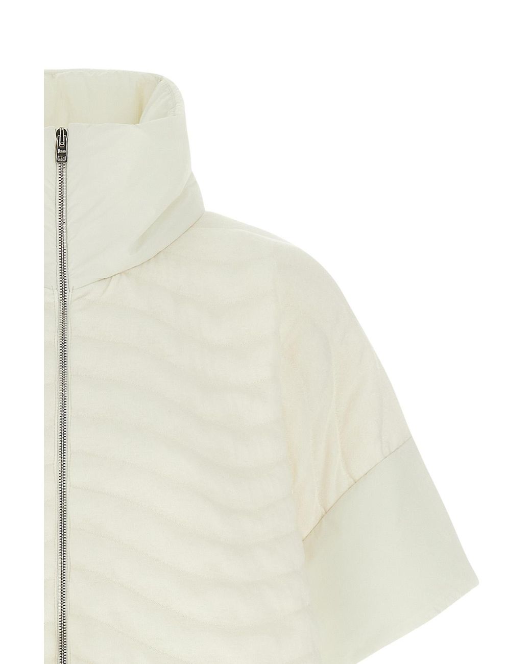 Herno White Wave-Effect Padded Poncho