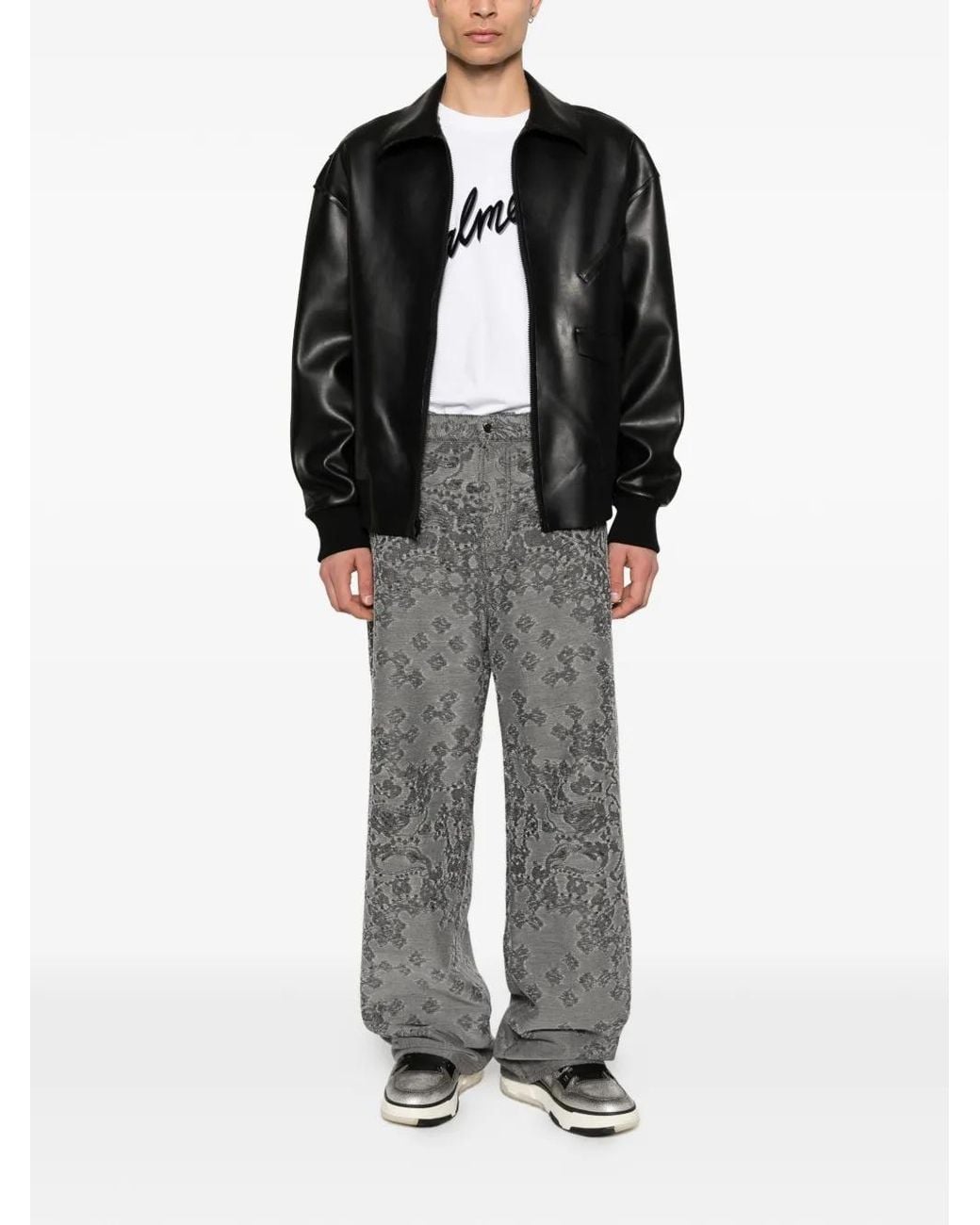 Amiri Gray Paisley Wide-Leg Jeans for men