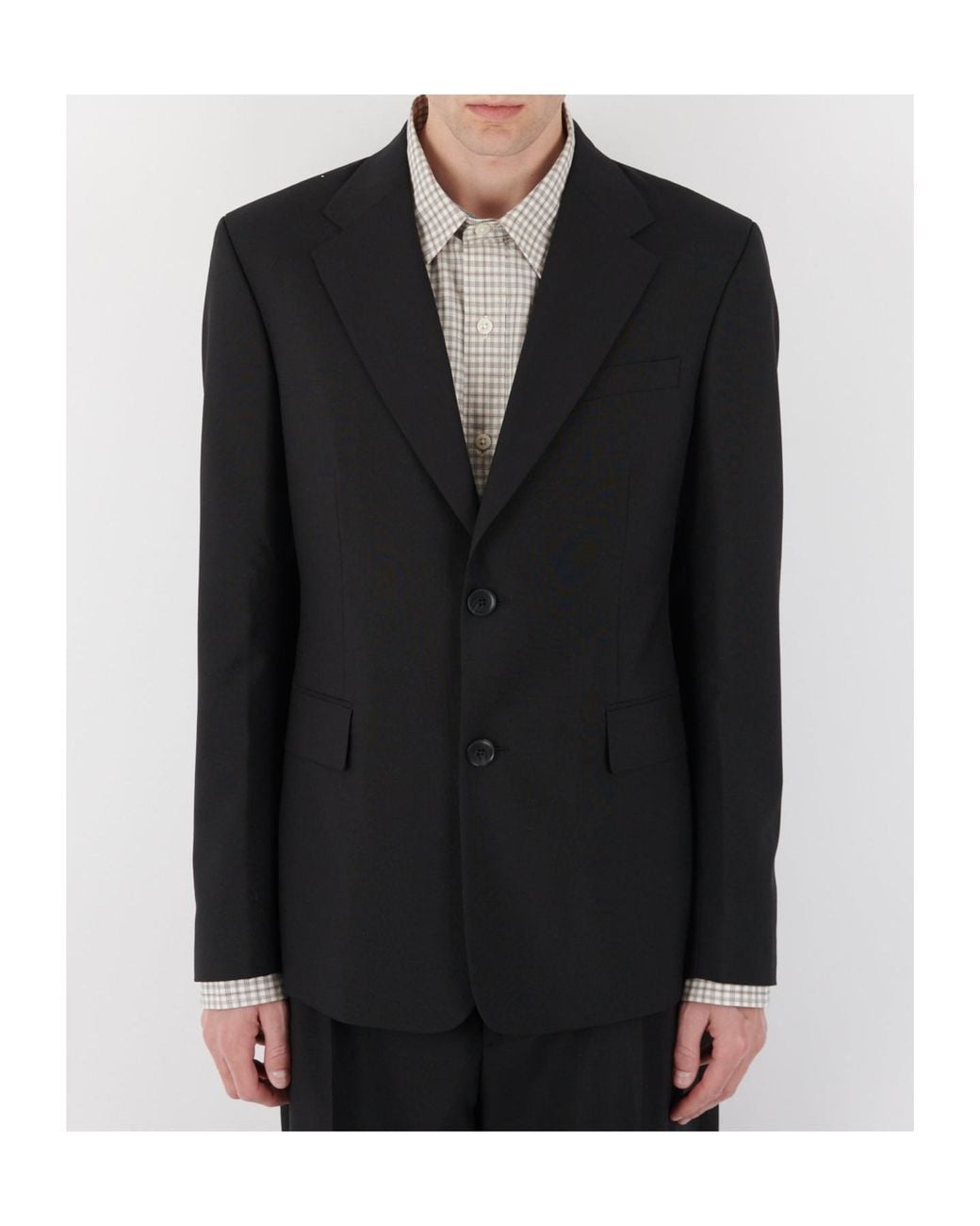 mfpen Black Single-Breasted Wool Blazer for men
