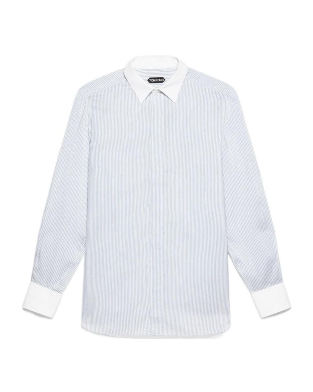 Tom Ford White Silk Ladder Stripe Fluid Fit Shirt for men