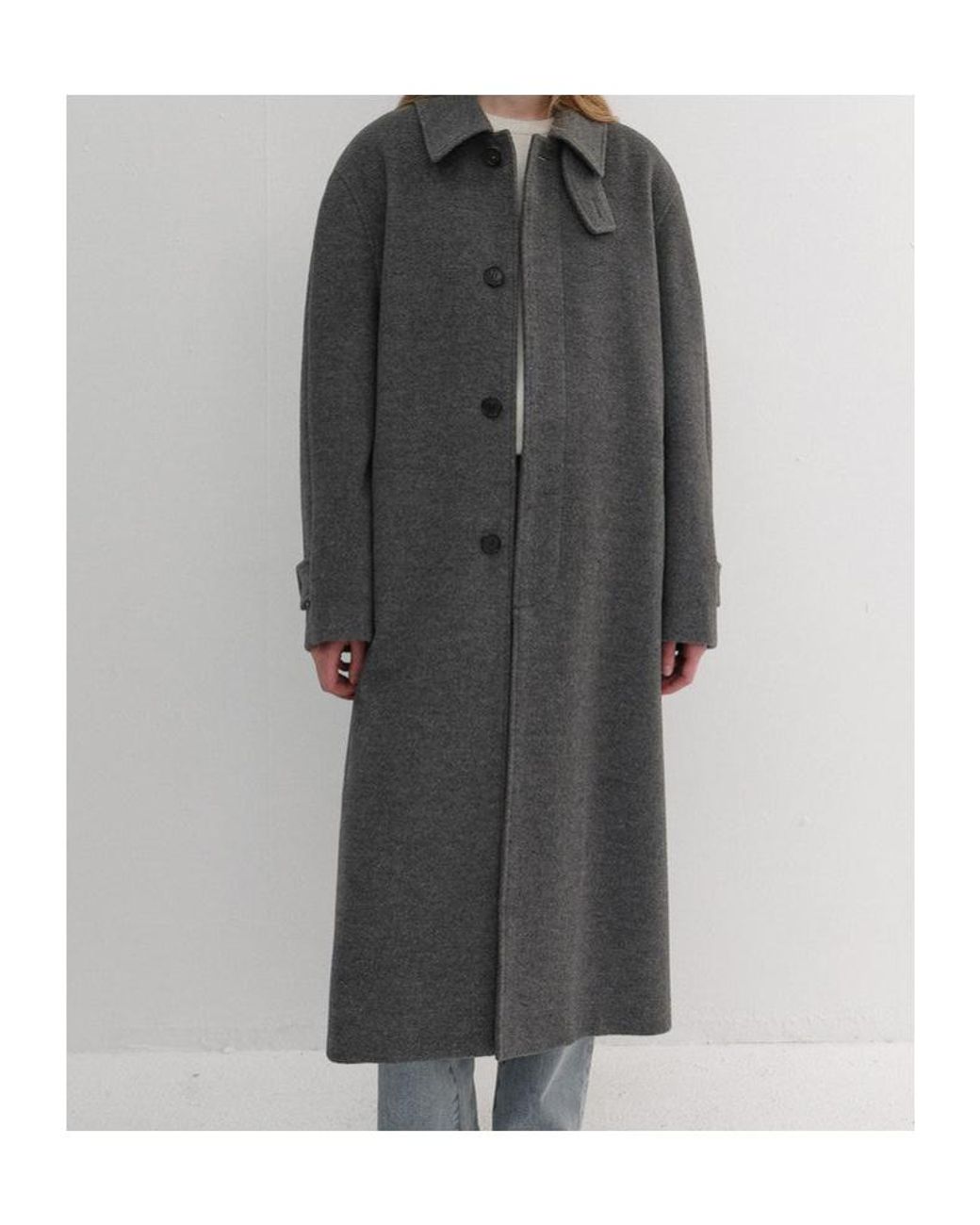 DUNST Gray Belted Cashmere Mac Coat Melange for men