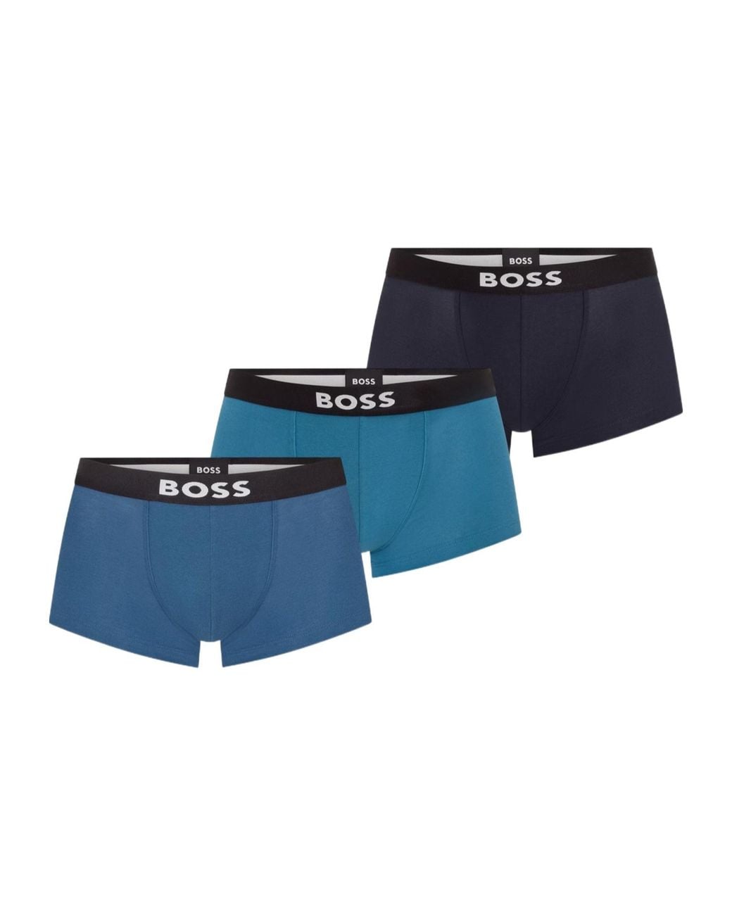 Boss Blue Three-Pack Of Logo-Waistband Boxer Briefs for men