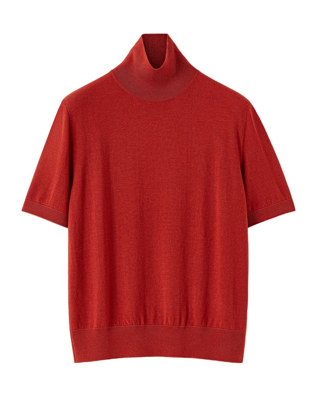 Loro Piana Red Short-Sleeved Turtleneck Sweater