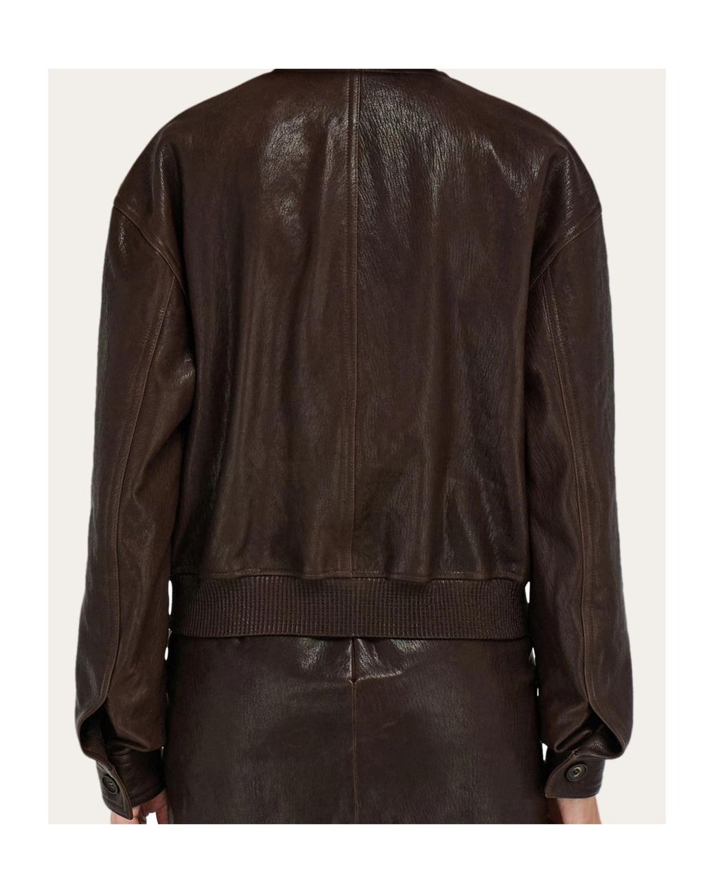 Ferragamo Black Leather Bomber Jacket