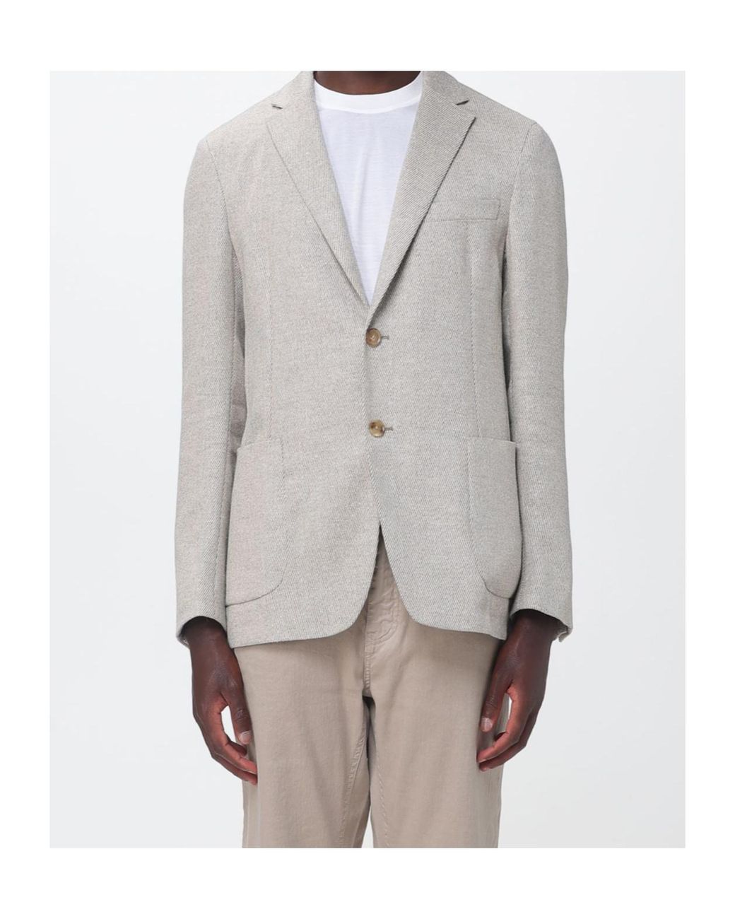 Zegna Gray Chevron-Pattern Single-Breasted Blazer for men