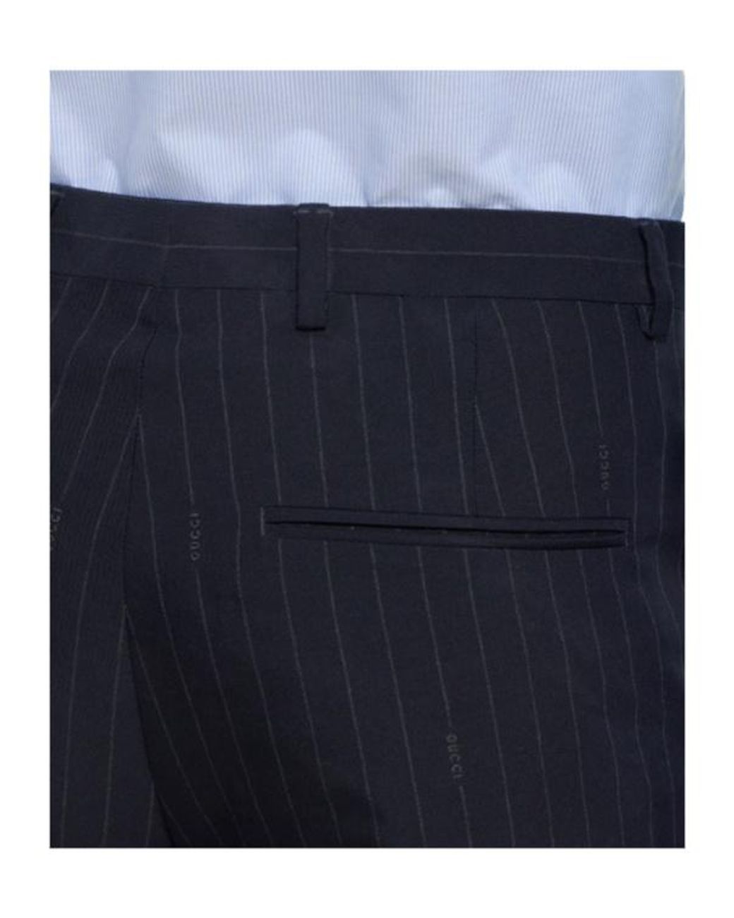 Gucci Blue Pinstripe Wool Trousers for men