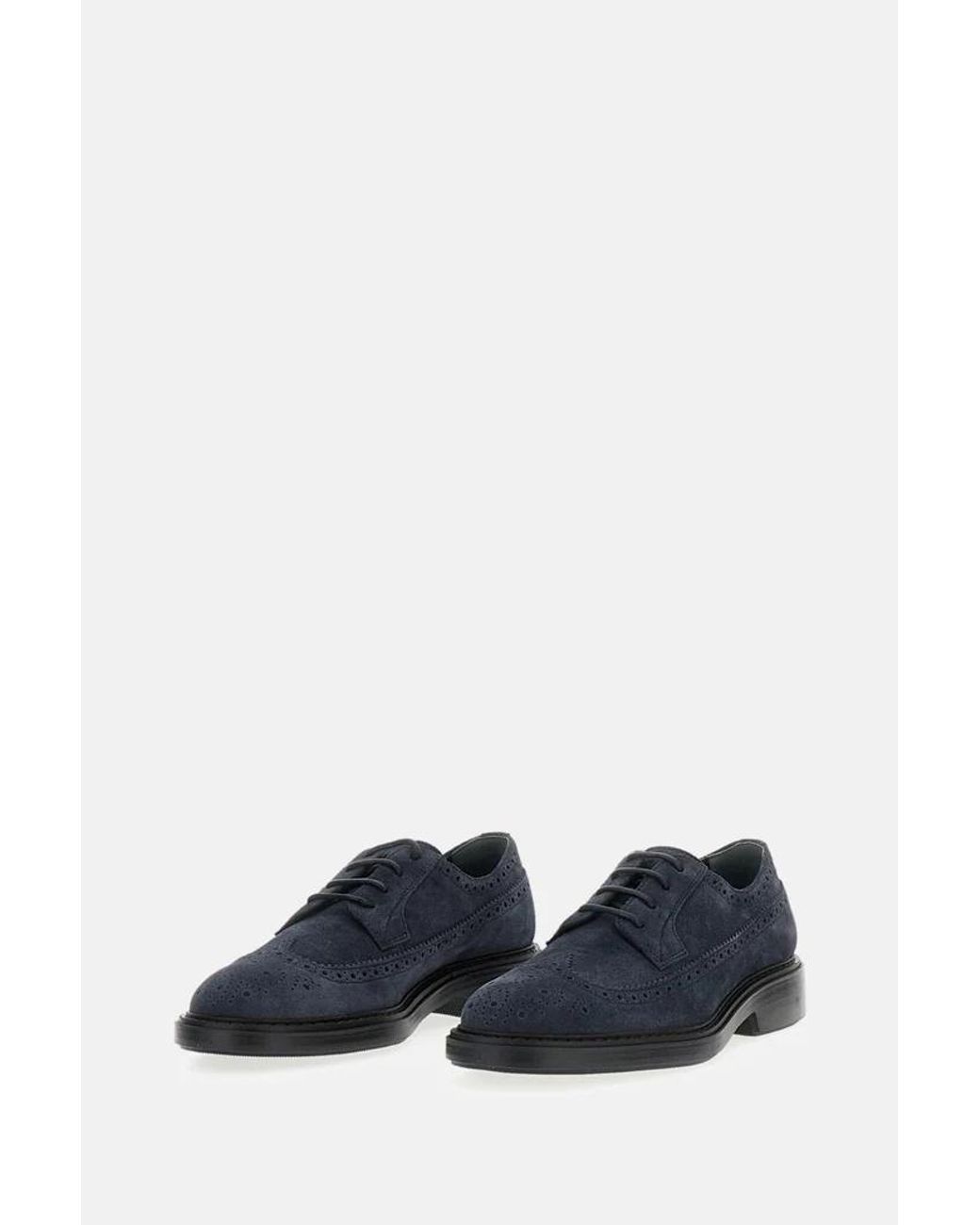 Hogan Blue Round Toe Lace-Up Shoes for men