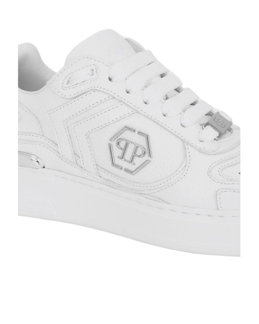 Philipp Plein White Lace-Up Low-Top Casual Shoes for men