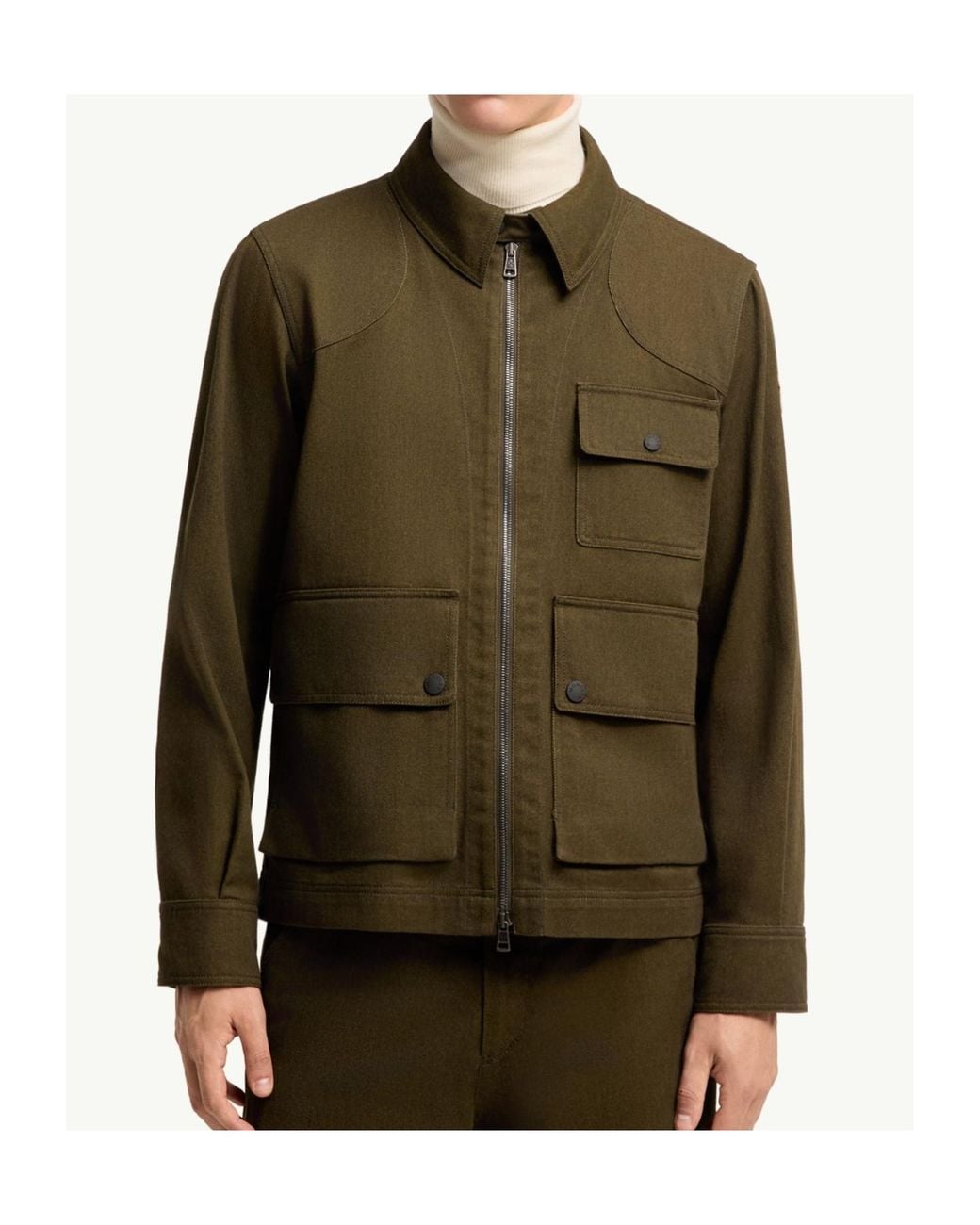 Moncler Green Cotton Long Sleeve Shirt for men