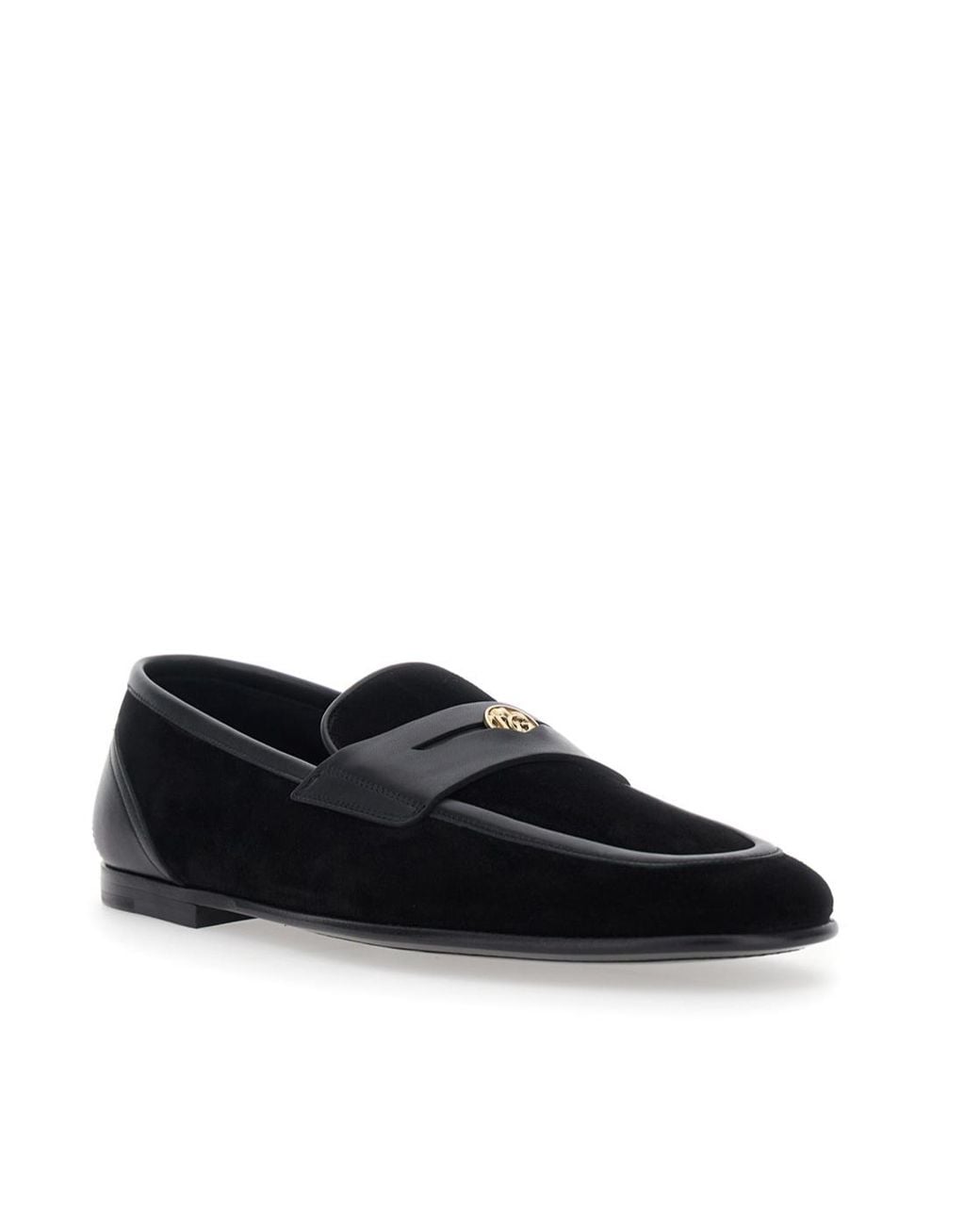 Dolce & Gabbana Black Logo Plaque Loafers for men