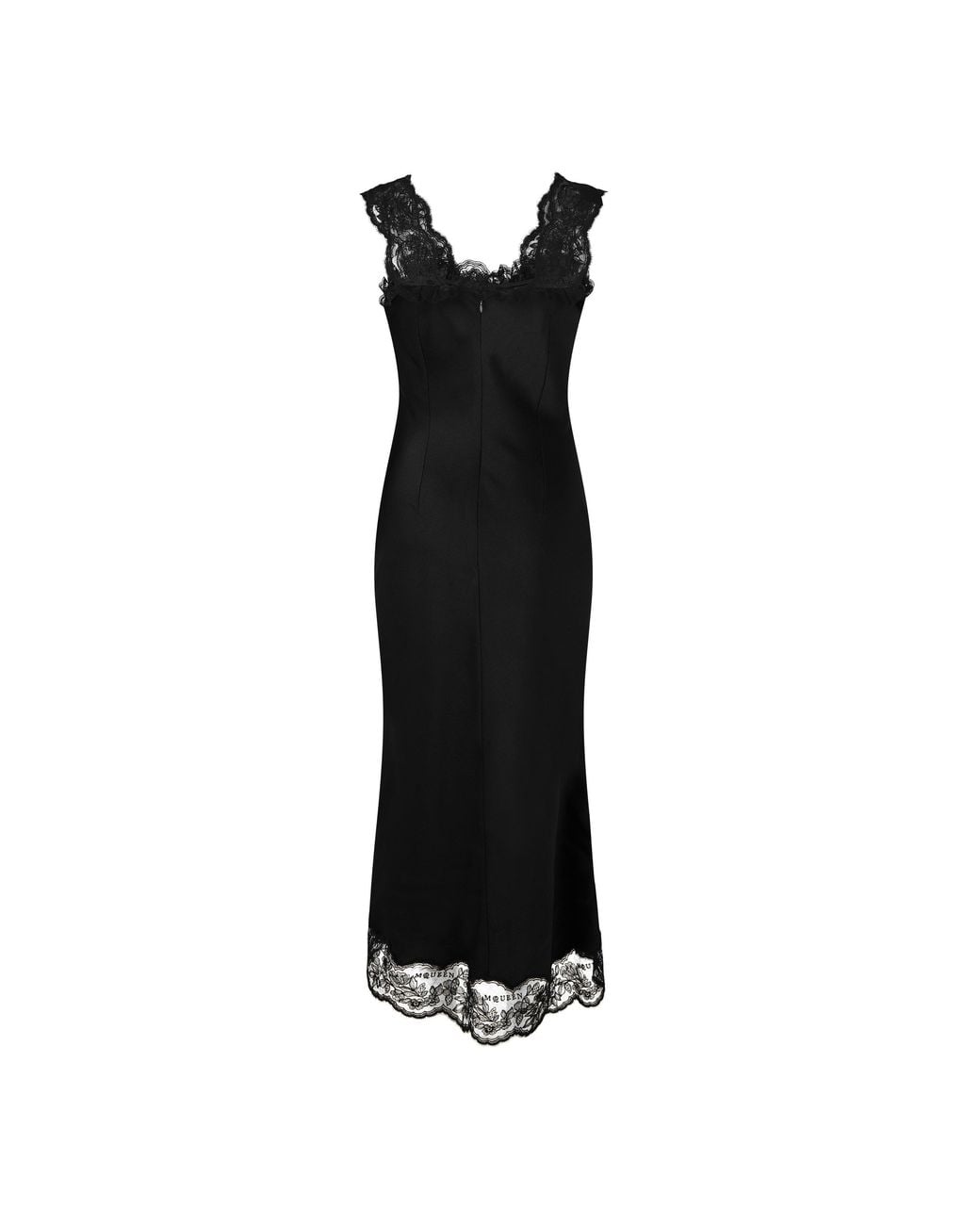 McQueen Black Slim-Fit Midi Slip Dress