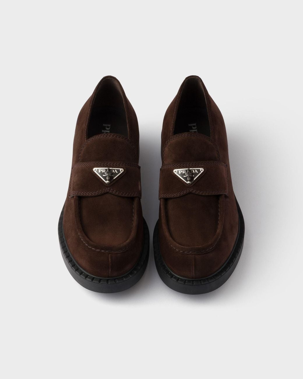 Prada Brown Chocolate Suede Loafers for men