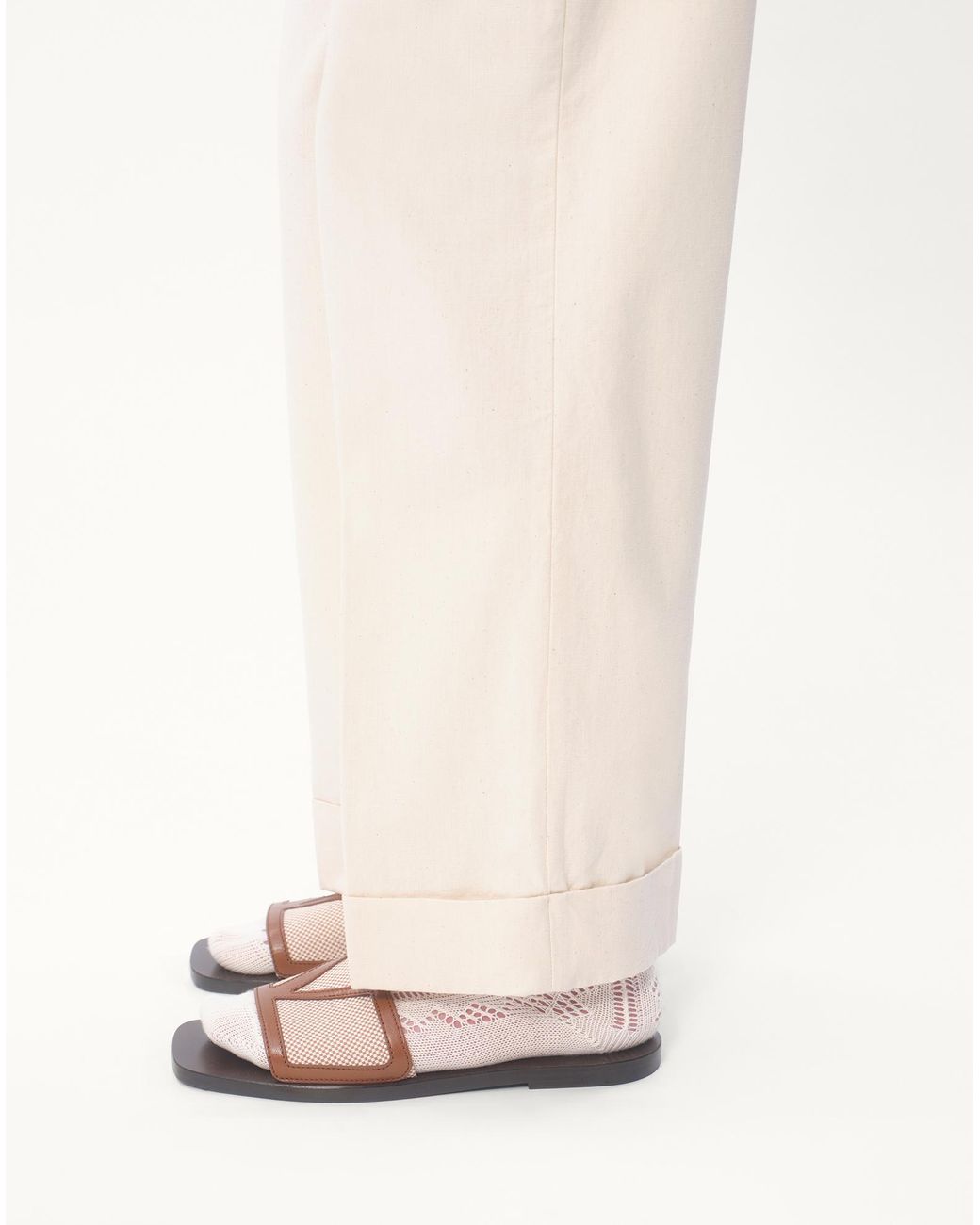 Valentino White Pleat Detailed Wide Leg Pants for men