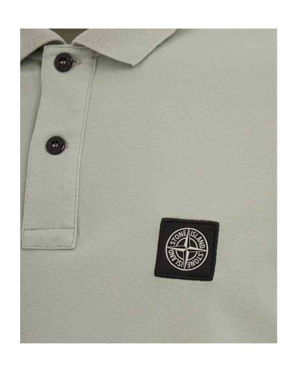 Stone Island Green Logo Patch Cotton Polo Shirt for men