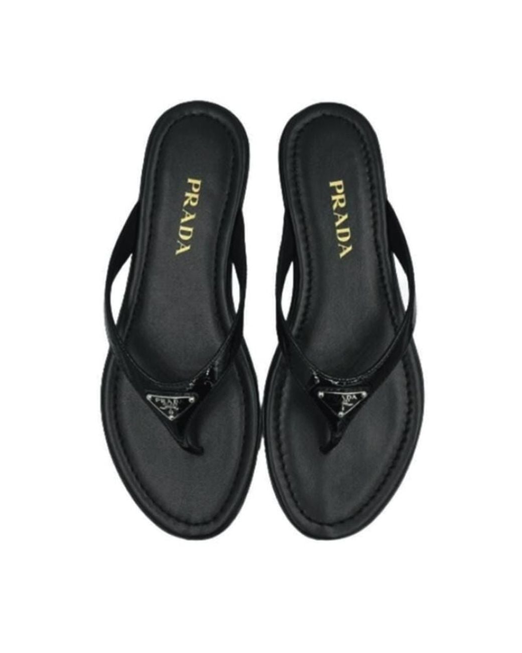 Prada Black Round-Toed Flip-Flops