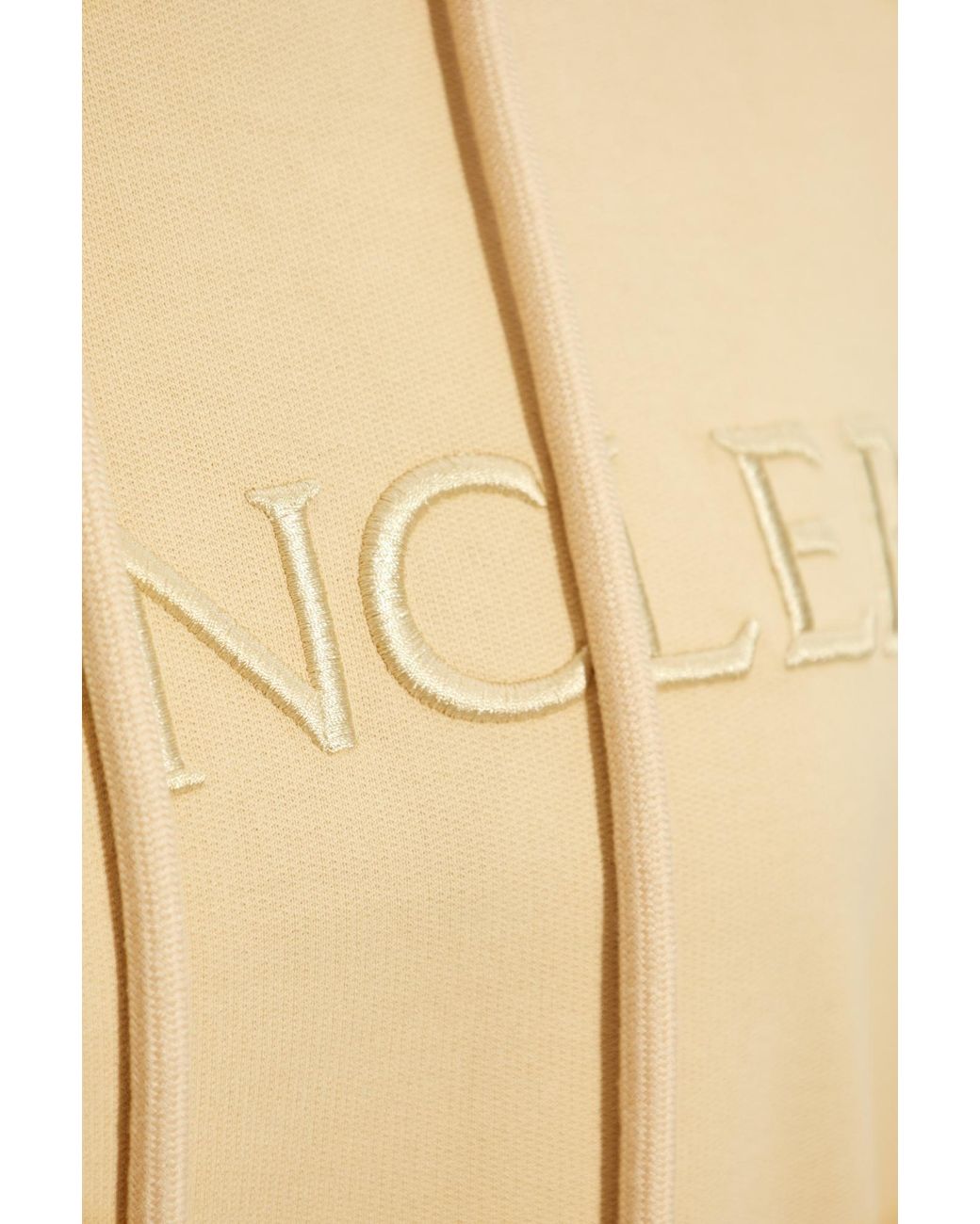 Moncler Natural Logo Embroidered Drawstring Hoodie