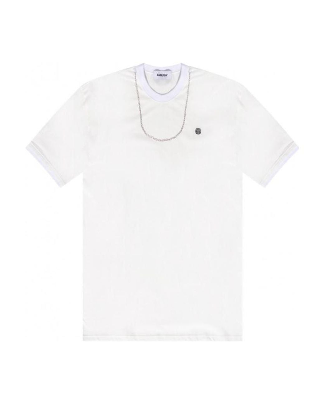 Ambush White Chain Collar Detail Crewneck T-Shirt for men