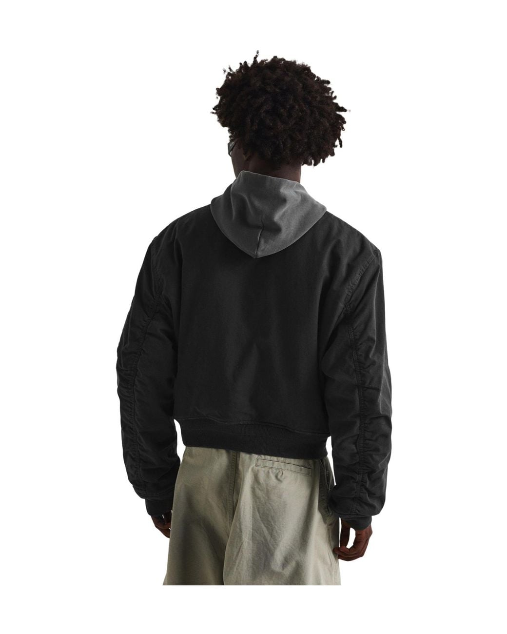 Balenciaga Black Hooded Bomber Jacket for men