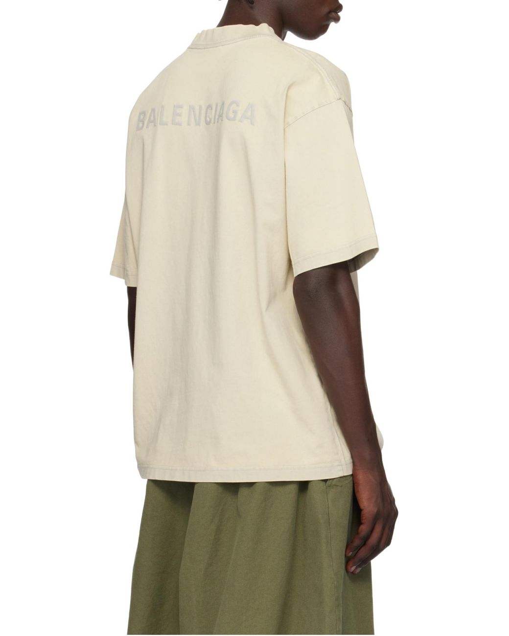 Balenciaga White Logo Embroidered Medium-Fit T-Shirt for men