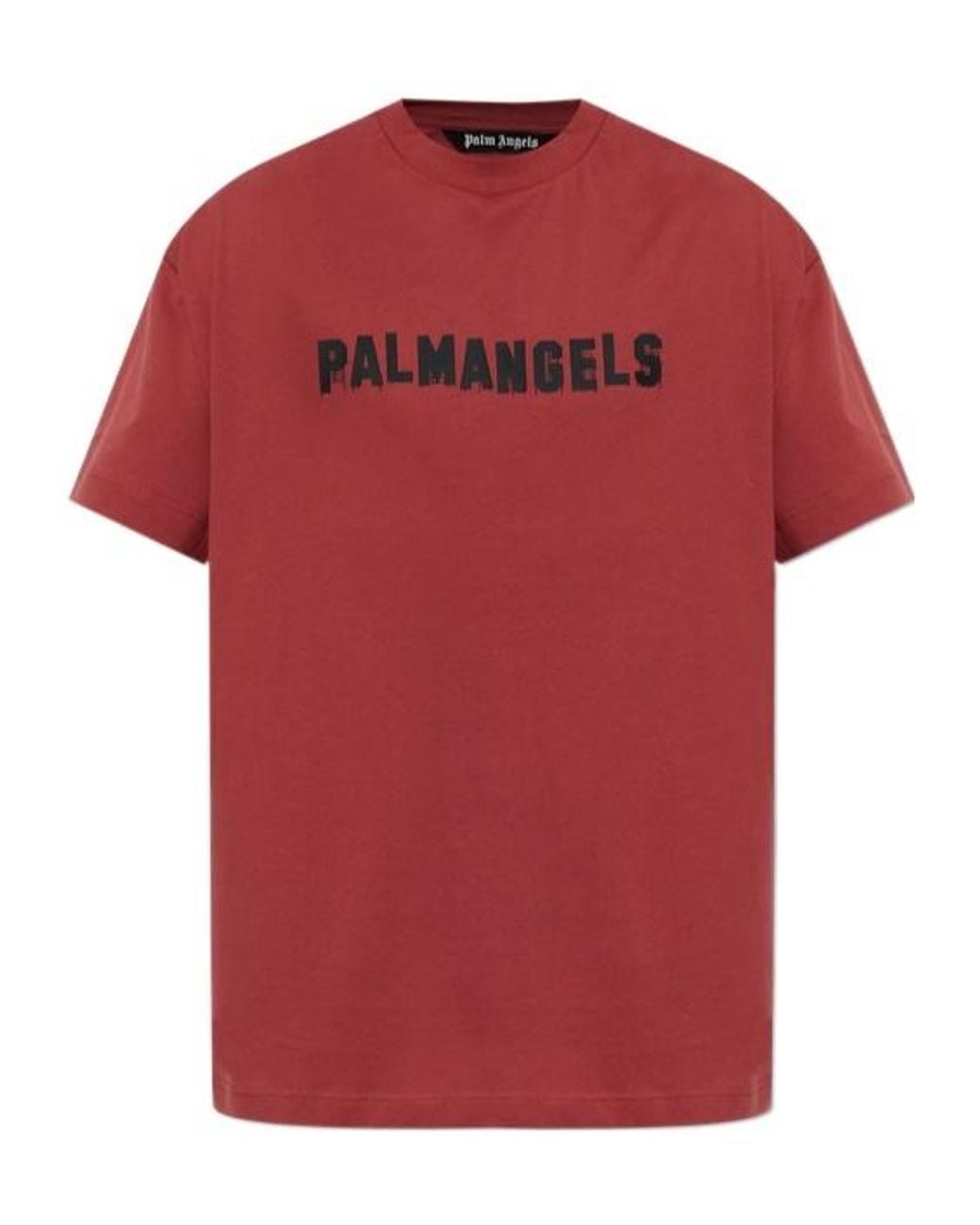 Palm Angels Red Logo Print T-Shirt for men