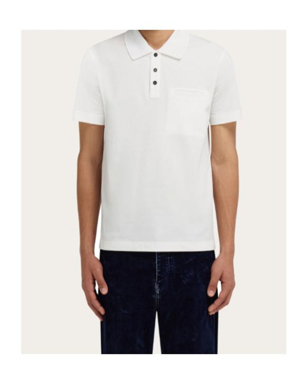 Ferragamo White Cotton Polo Shirt for men