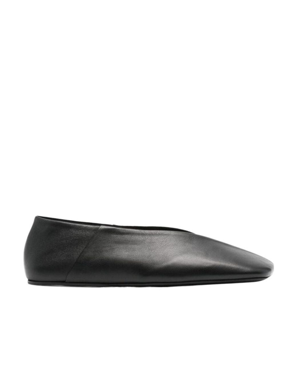 Jil Sander Black Square-Toe Slip-On Ballerina Shoes
