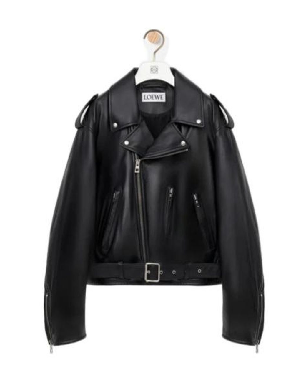 Loewe Black Quote Leather Biker Jacket for men
