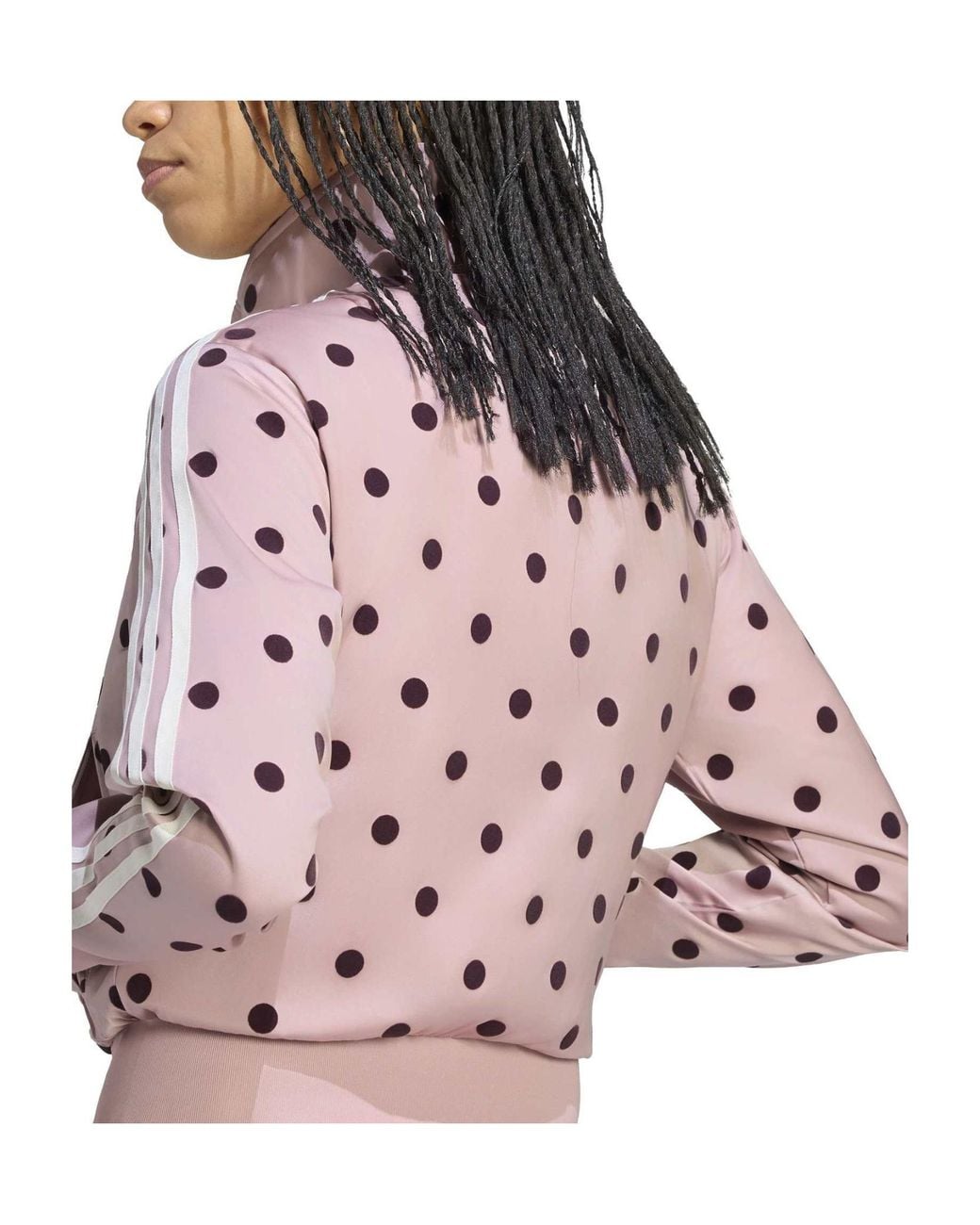 Adidas Originals Pink Polka Dot Zip-Up Cropped Jacket