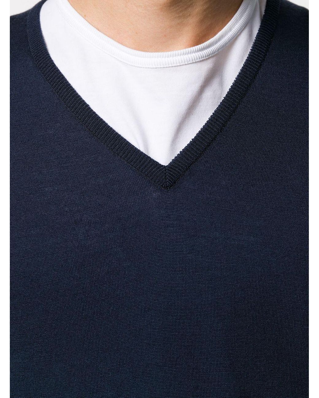John Smedley Blue Blenheim V-Neck Knitwear for men