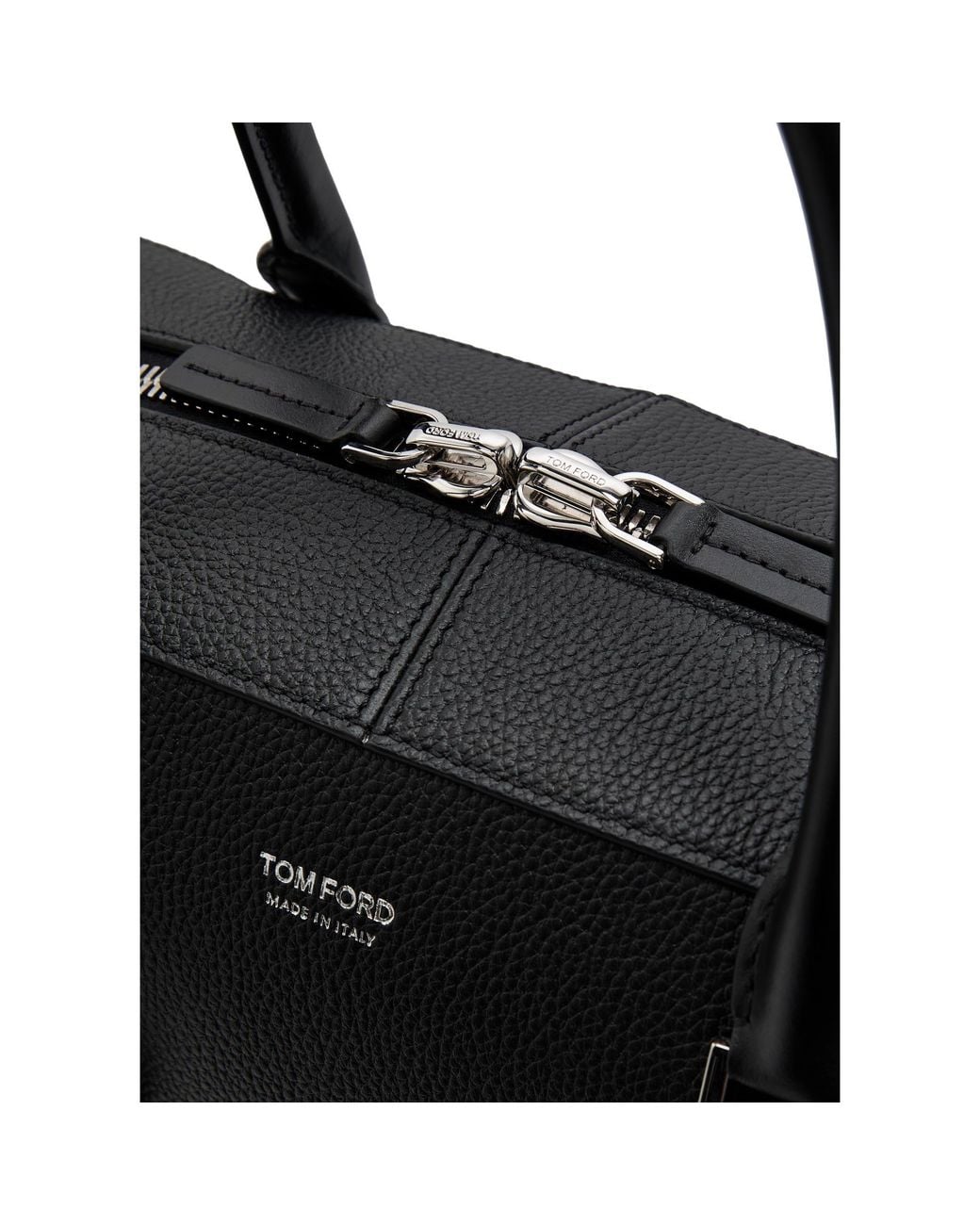 Tom Ford Black Grain Leather Briefcase for men