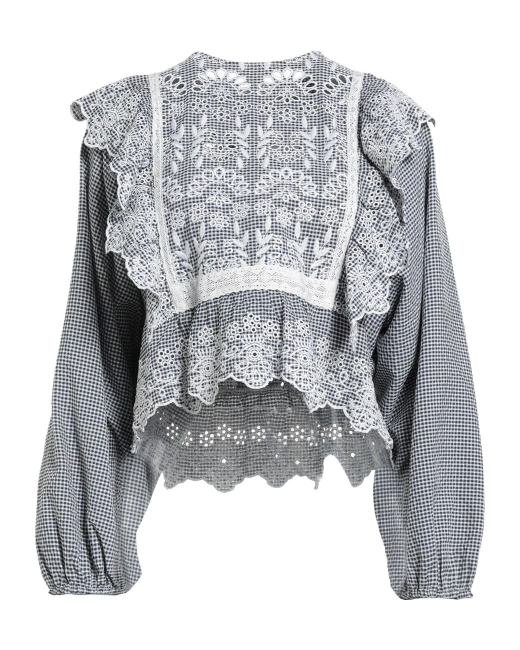 Weekend by Maxmara Gray Long-Sleeved Plaid Shirt