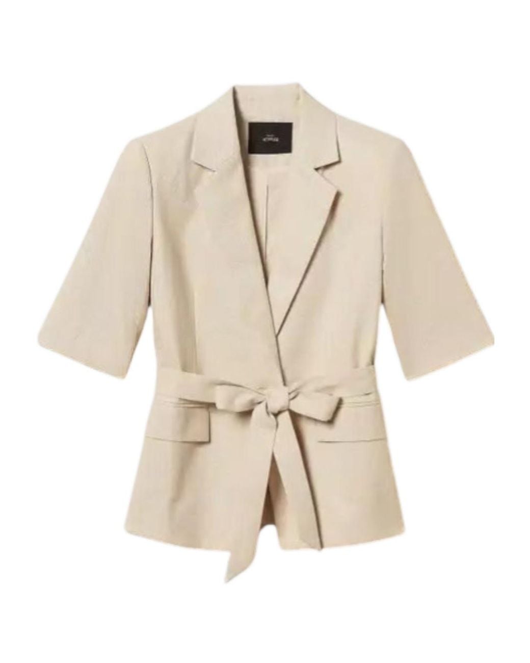 Twinset Natural Short-Sleeve Belted Blazer