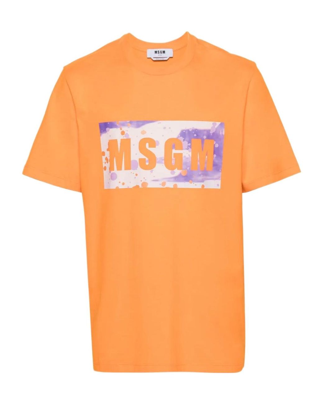 MSGM Orange Logo-Printed Crewneck T-Shirt for men