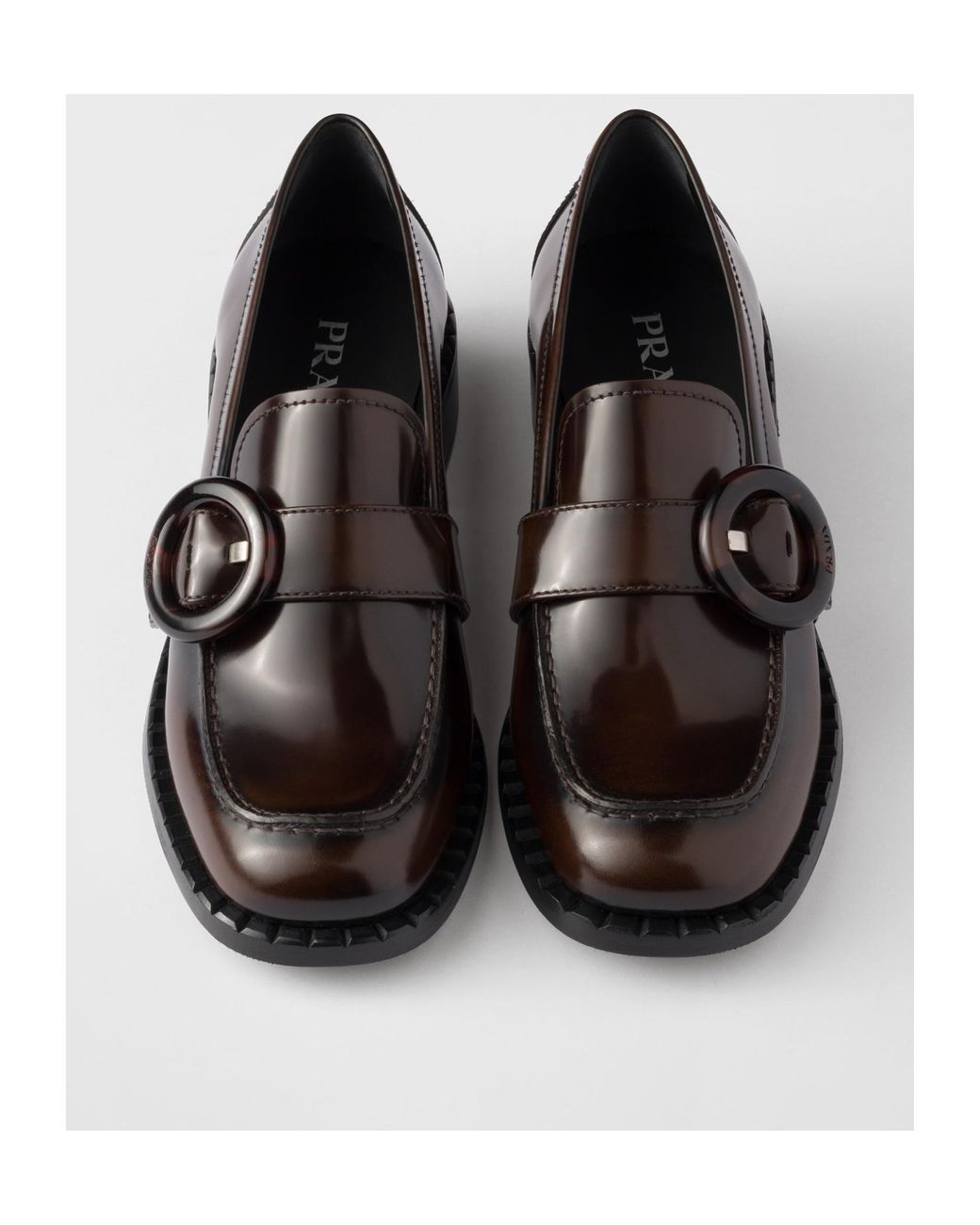 Prada Black Logo-Engraved Buckled Loafers