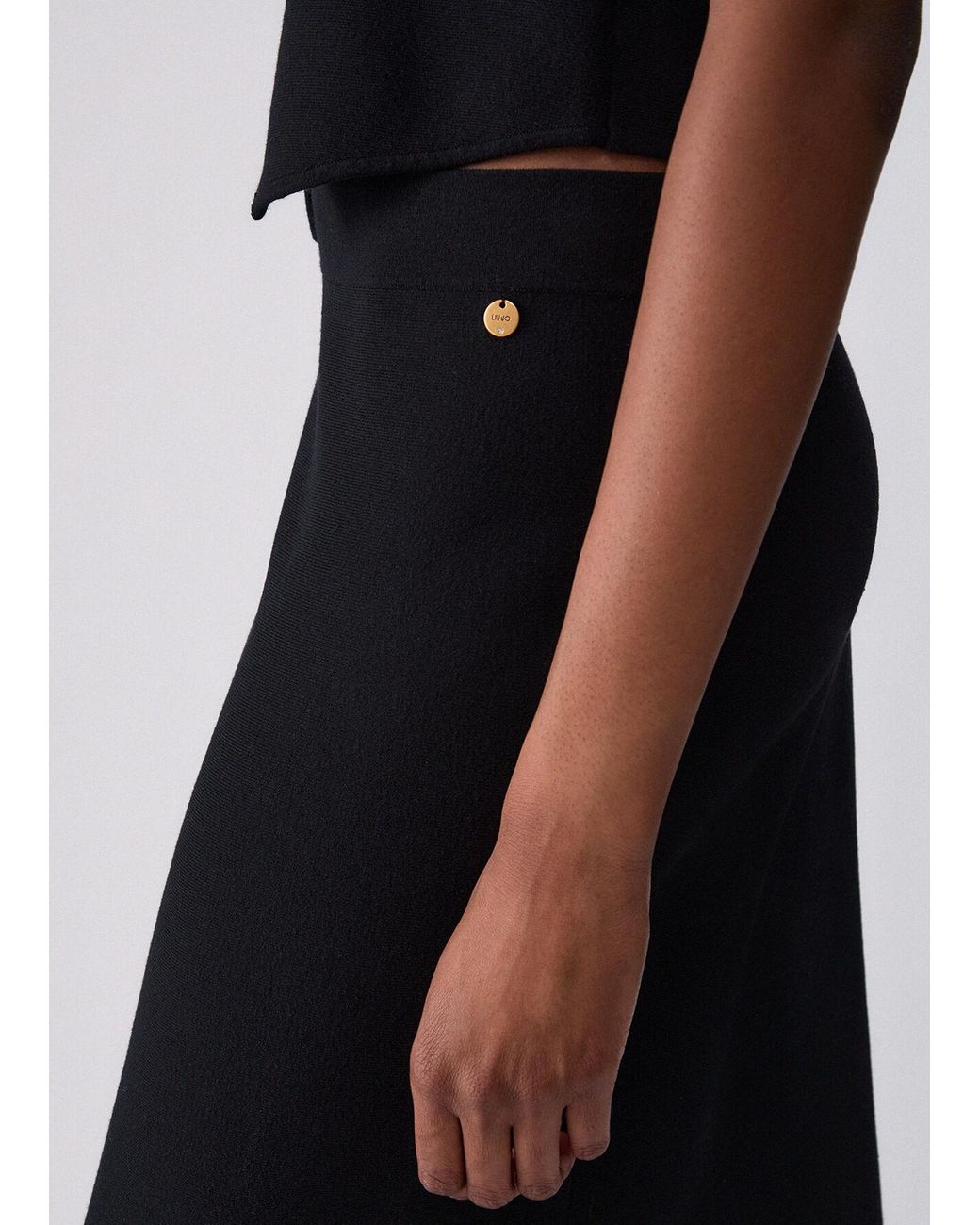 Liu Jo Black Knit Midi Skirt