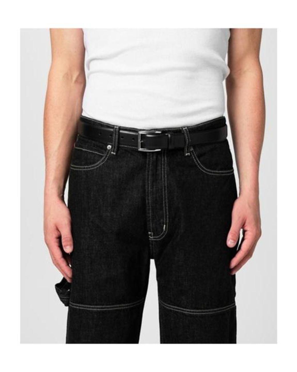 Polo Ralph Lauren White Square Buckle Leather Belt for men
