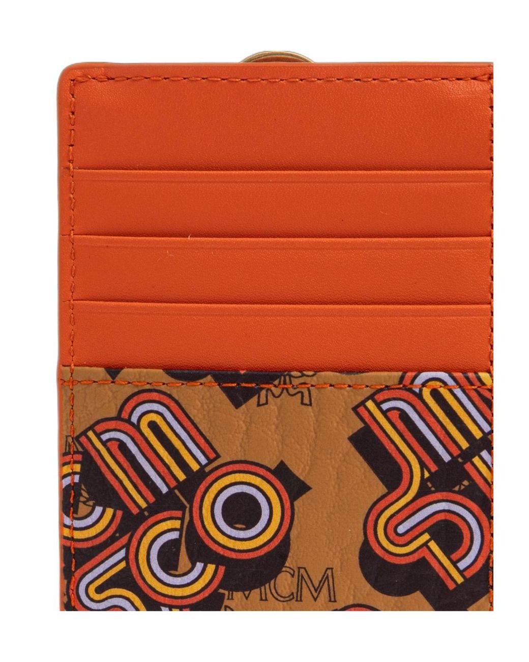 MCM Orange Leather Card Holder for men