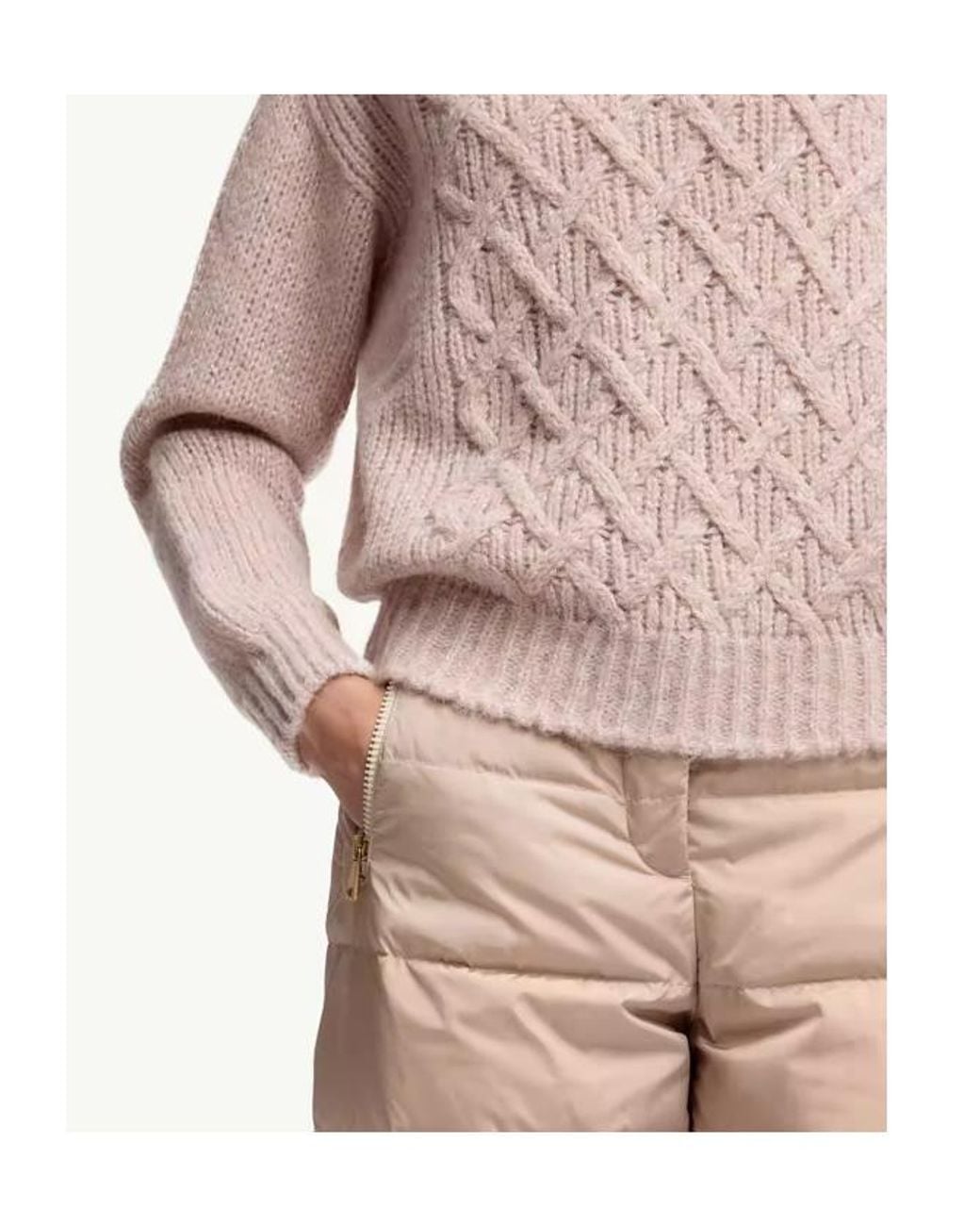 Moncler Pink Logo Patch Turtleneck Jumper