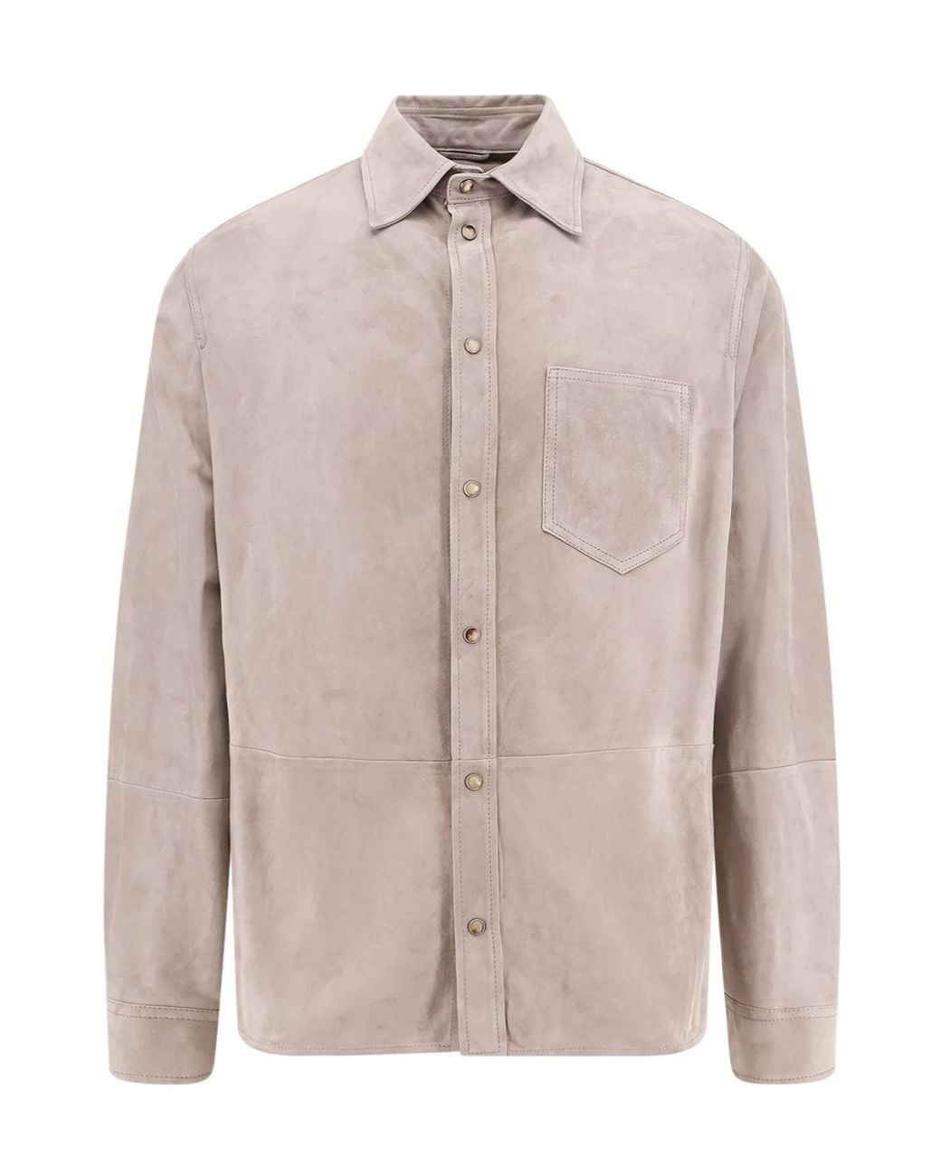 Brunello Cucinelli Pink Snapped Straight Hem Shirt for men