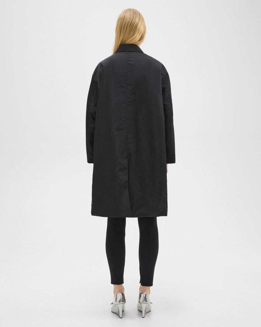 Theory Black Notched Lapel Long-Sleeve Coat